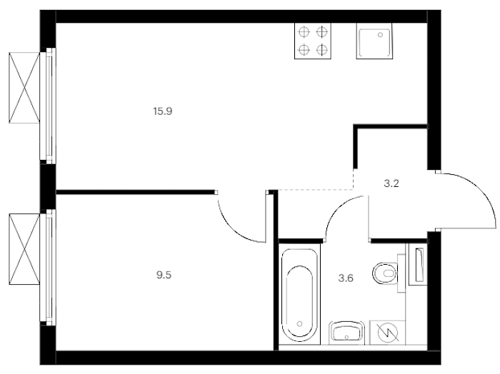 1-комнатная квартира 32.2 м², 23/24 эт., ЖК «Заречный парк»